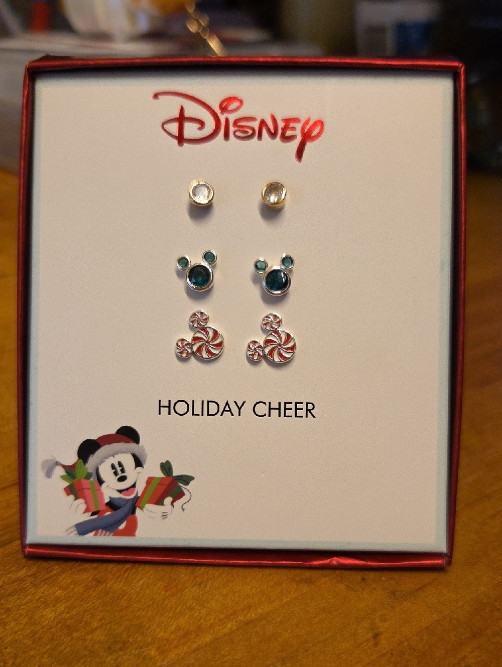 Disney Holiday Cheer Christmas NIB Earring Set - Green, Red, Silver
